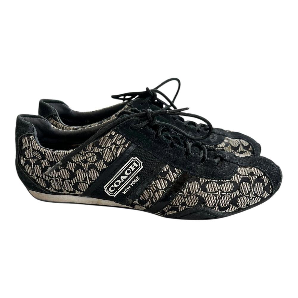 Coach Black and Tan Signature Logo Athletic Sneakers